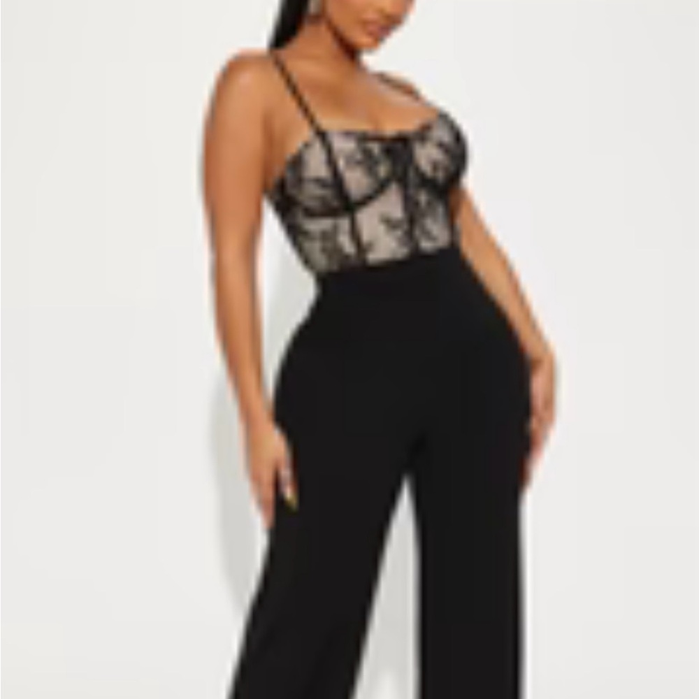 Elegant Black Lace Bustier jumpsuit